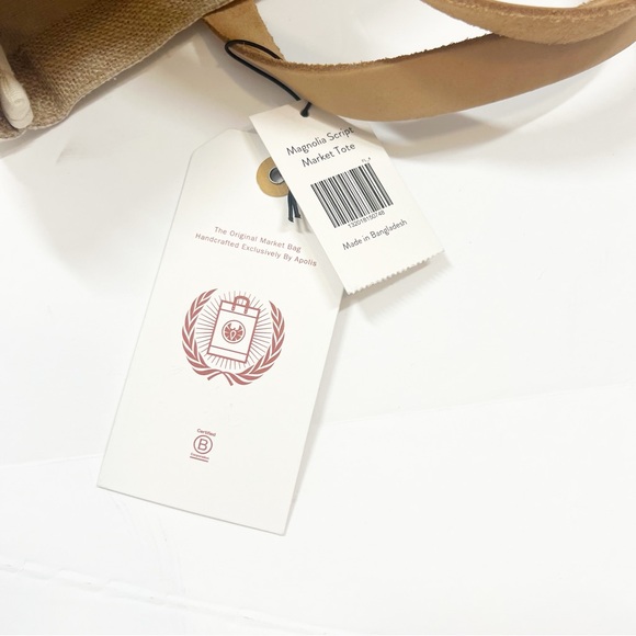 NWT Magnolia Waco Script Burlap and Leather Market Tote by Joanna Gaines - Picture 5 of 5